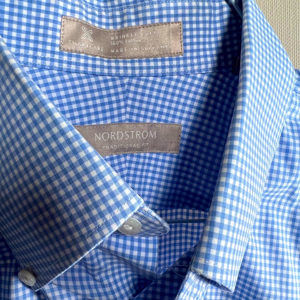 Nordstrom dress shirt. Blue checkers. Medium.